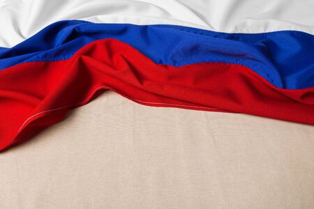 close up shot of wavy flag of Russiaの写真素材