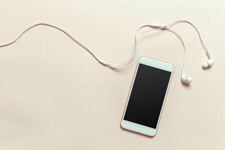 Top view smartphone mock up template with black screen