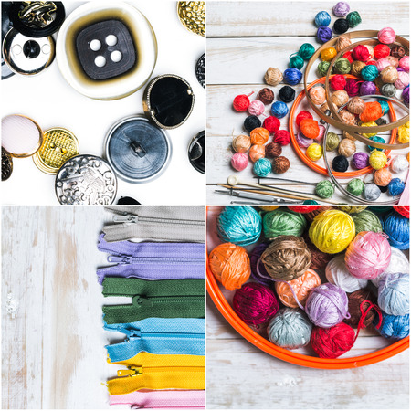 Knitting and crocheting in the collageの写真素材