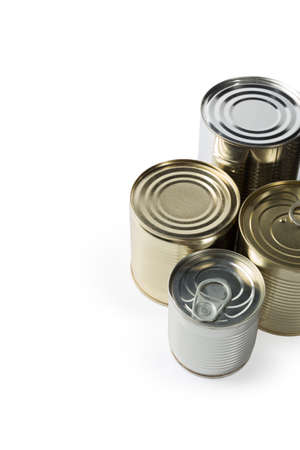 metal cans on a white background.の写真素材