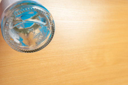 water bottle on the wooden tableの写真素材