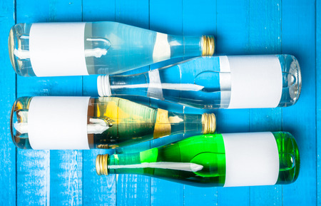 water bottle on the wooden tableの写真素材