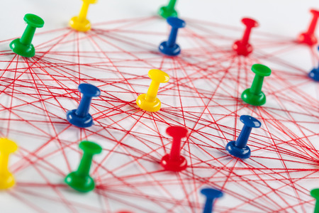 Network with pinsの写真素材