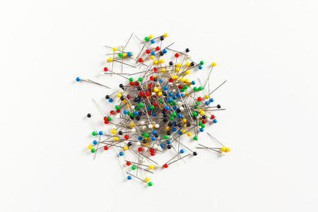 push pin thumbtack paper clip office businessの写真素材