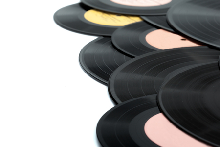 Vinyl discs isolated on whiteの写真素材