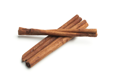 Cinnamon sticks  on white backgroundの写真素材