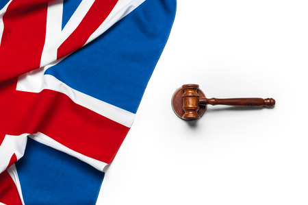 Union Jack flag and gavelの写真素材