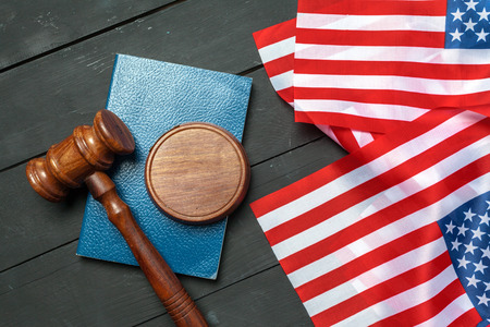 Gavel and USA flagの写真素材