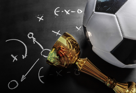 Soccer plan chalk board with formation tacticの写真素材