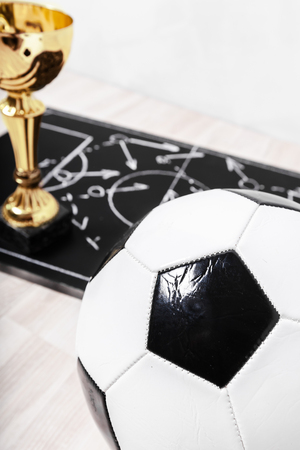 Soccer plan chalk board with formation tacticの写真素材