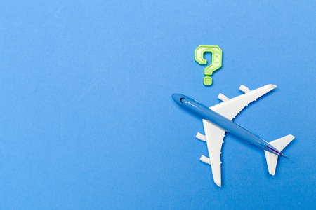 airplane on color background