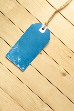 label on wooden backgroundの写真素材