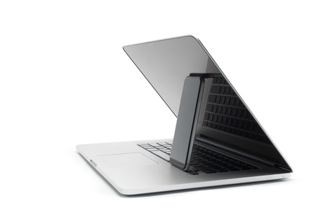 laptop isolated on white backgroundの写真素材