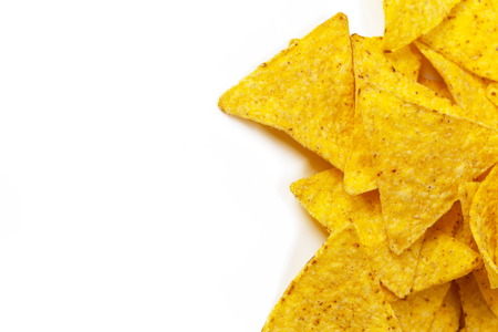 corn nachos on white backgroundの写真素材