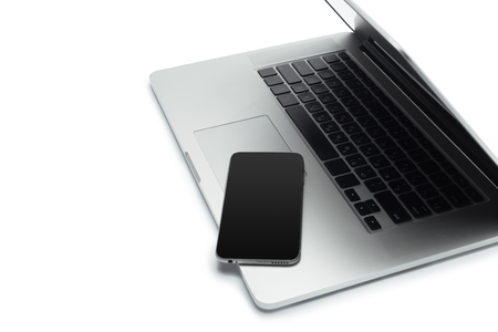laptop isolated on white backgroundの写真素材