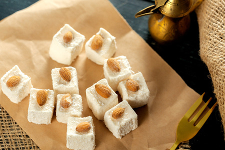 traditional eastern desserts on wooden background