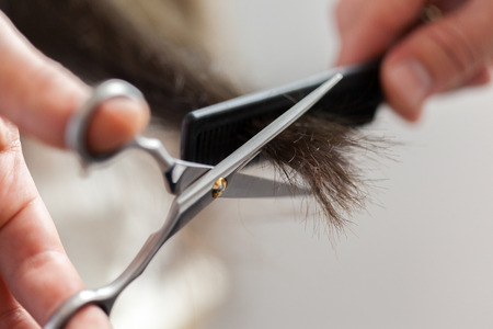 Woman does a haircut