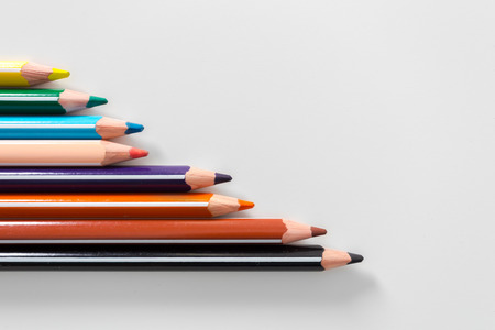 Colored pencils isolated on whiteの写真素材