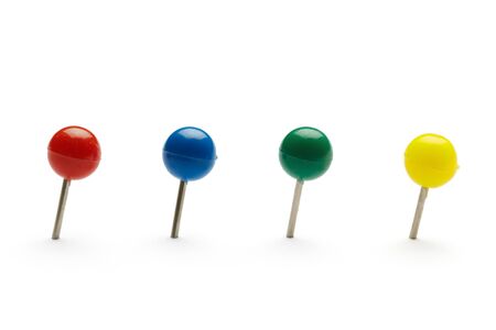 Push pins isolated on white background.
