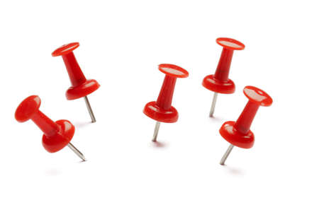 Push pins isolated on white background.の写真素材