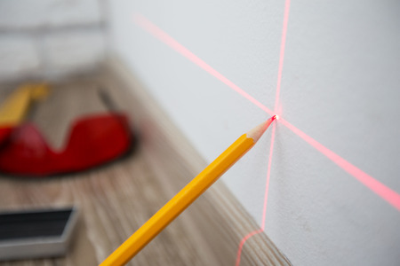 Laser level and lines on the wall