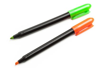 Colorful stationery on a white background