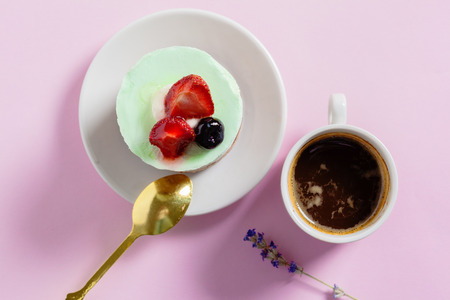 Cup of coffee with cakeの写真素材