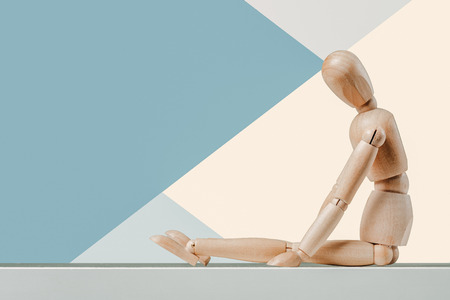 Wooden man doll front viewの写真素材