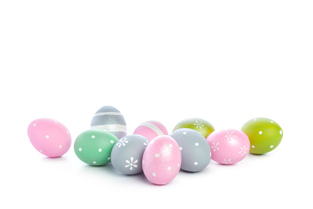 easter eggs isolated on whiteの写真素材