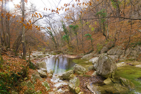 River in the mountains backgroundの写真素材