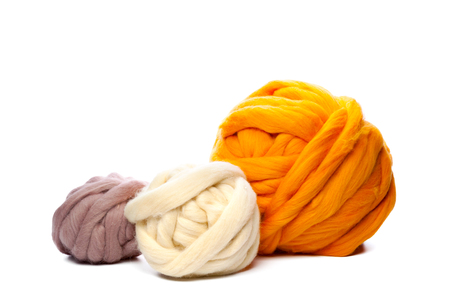 Huge yarn threads isolated on white backgroundの写真素材