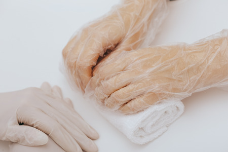 Spa Manicure in processの写真素材