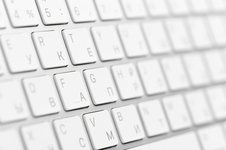 Office desk table with computer keyboardの写真素材