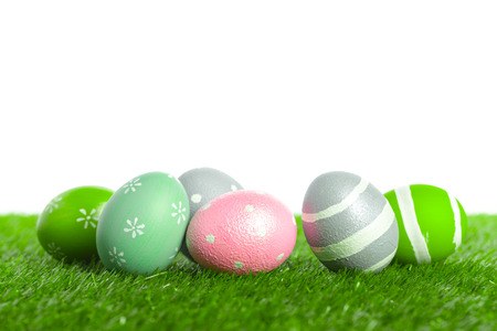 easter eggs on the grass
