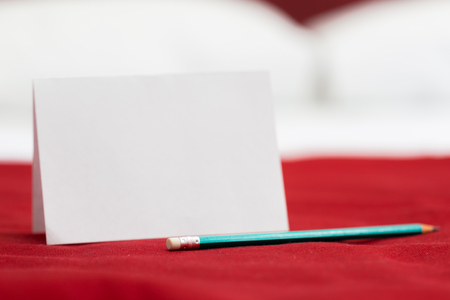 notes in a hotel roomの写真素材