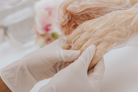 Spa Manicure in processの写真素材