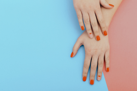 Natural nails, gel polish. Perfect clean manicureの写真素材