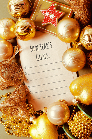Greeting card  mock up with christmas ornaments の写真素材