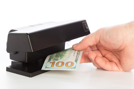 money checker isolated on white