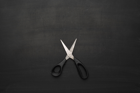 scissors on black backgroundの写真素材