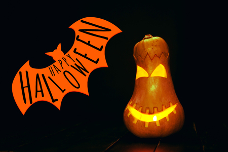 Scary Halloween pumpkinsの写真素材
