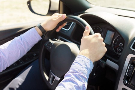 Man driving a carの写真素材