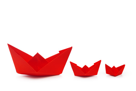 paper ships isolated on whiteの写真素材