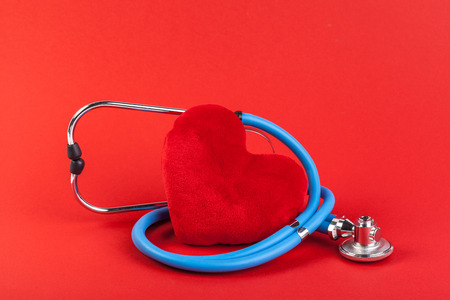 Red heart and a stethoscopeの写真素材