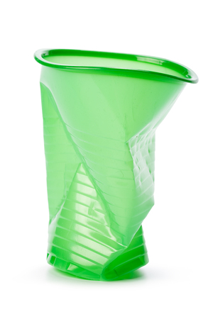 plastic cups isolated on white backgroundの写真素材