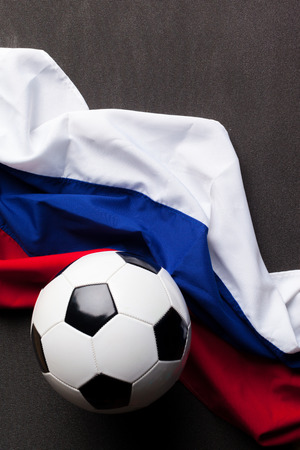 Flag of Russia with football ballの写真素材