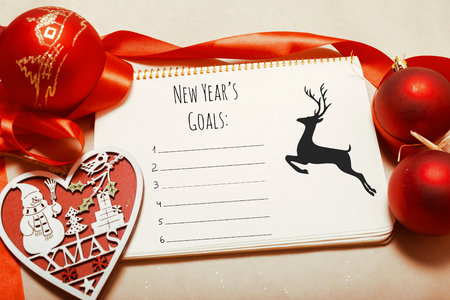 Greeting card  mock up with christmas ornamentsの写真素材