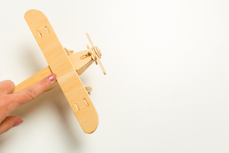 toy airplane in handの写真素材