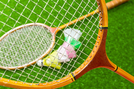Badminton on grassの写真素材
