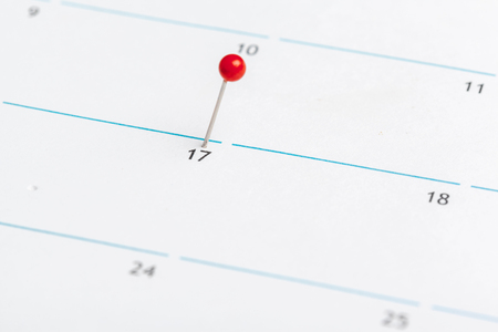 Closeup of dates on calendar pageの写真素材